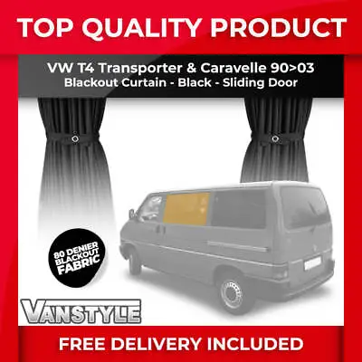 Fits Vw T4 Transporter 90>03 Tailored Blackout Fabric Sliding Door Curtain Black • £30.59